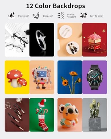 Glendan Light Box Photography, 12"x12" Portable Photo Box Shooting Tent Kit with 2 Light Panels (176 LED Lights) & 6 Kinds Double-Sided Backgrounds for Jewelry and Small Items Product Photography - Image 4