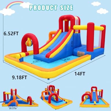 Hongcoral Inflatable Bounce House Obstacle Course with Wet or Dry Slide, Ball Pool, Climbing Wall, Boxing Ball, Small Climb&Slide – Backyard & Indoor Bouncy Castle for Kids 3-8 - Image 3
