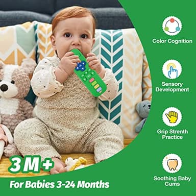 Fu Store 2 Pack Baby Teether Toy Chew Toy for Babies 0-12 Months 6-36 Months TV Remote Control Shape Teething Relief Baby Toys for Infants Developmental Soothe Babies Gums Gifts Set, Black Purple - Image 4