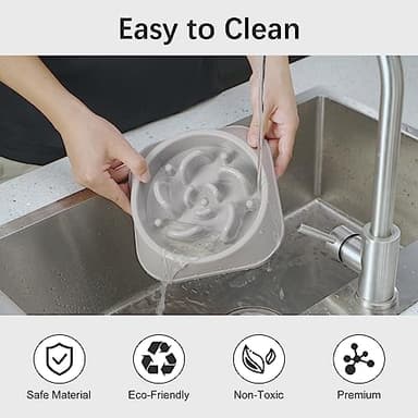 MateeyLife Slow Feeder Dog Bowls 2PCS, Anti-Choking Puzzle Dog Food Bowls, Anti-Slip Interactive Feeding Slow Down Eating, Bloat Stop Maze Dishes for Medium Large Breeds Gray&Black - Image 7