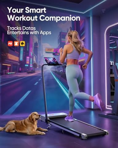 2-in-1 Foldable Treadmill with 3-Level 10% Incline, Walking Pad for Home Small Office, Compact Portable Under Desk Treadmill with Handle,Dual LED Display, APP & Remote, 300 lbs Capacity - Image 4