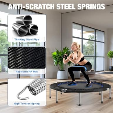 DUMOS 48" Rebounder Trampoline for Adults with Handle, Exercise Trampoline Foldable Indoor Mini Rebounders with Adjustable Bar for Workout Fitness Max Load 330lbs - Image 3