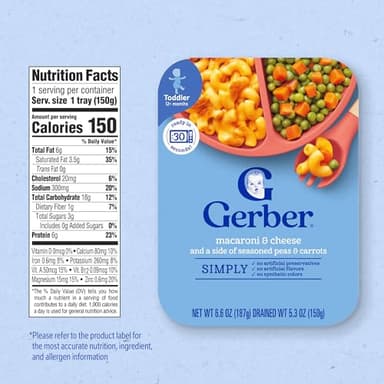 Gerber Mealtime for Toddler Macaroni & Cheese with Side of Seasoned Peas & Carrots, 6.6 Ounce (Pack of 8) - Image 2