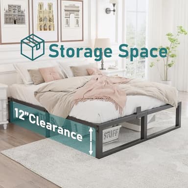 Yitong Angel 14 Inch Queen Bed Frame,3500 lbs Heavy Duty Metal Platform, Steel Slats Support/No Box Spring Needed/Noise Free/Non-Slip/Easy Assembly - Image 4