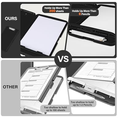 YEAHVIY Clipboard with Storage, High Capacity Clip Boards 8.5x11, Heavy Duty Plastic Nursing Clipboard Folder with Pen Holder and Low Profile Clip for School & Office - Image 3