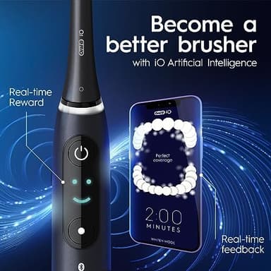 Oral-B iO Series 8 Electric Toothbrush with 2 Replacement Brush Heads and Travel Case, Rechargeable Toothbrush, Black Onyx - Image 7