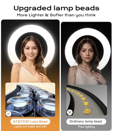 Overhead-Phone-Mount,Stable Overhead-Camera-Mount-Stand [Anti-Shaking] with 10.5" Ring Light, Flexible Desk-Stand for iPhone with Ring-Light for Video-Recording,Zoom Meeting,YouTube,TikTok, White - Image 6