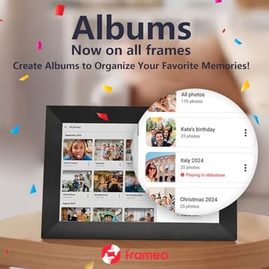32GB FRAMEO 10.1 Inch Smart WiFi Digital Photo Frame 1280x800 IPS LCD Touch Screen, Auto-Rotate Portrait and Landscape, Built in 32GB Memory, Share Moments Instantly via Frameo App from Anywhere - Image 6