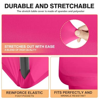 2 Pack 6 Feet Fuchsia Spandex Tablecloth for Rectangular Tables, Fitted & Stretch, Washable, Wrinkle Resistant, Perfect for Event, Wedding, Party, Banquet, Cocktail, Festival, and Table Protector - Image 2