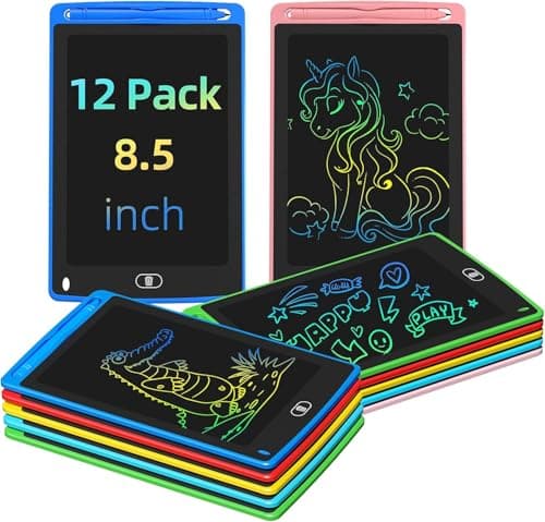 Party Favor 12 Pack LCD Writing Tablet for Kids, 8.5 Inch Colorful Drawing Doodle Board, Erasable Doodle Pad for Toddlers, Educational Learning Toys Birthday Gifts for Boys Girls Age 3 4 5 6 7 8 - Image 1