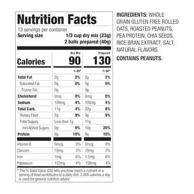 PBfit No Bake Peanut Butter Protein Ball Mix, 8g Protein, Made with Chia Seeds & Whole Grain Oats, Gluten Free, Vegan Snacks, 10.58 Oz Bag - Image 2