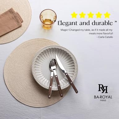 Baroyal Round Placemats Set of 12 Plastic Woven Placemats Washable Wipeable Table Mats for Dining Table Heat Resistant Non-Slip Circle Place Mats (Beige) - Image 4