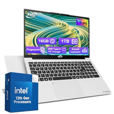 15.6 FHD IPS Student-Laptop, 16GB RAM 1TB SSD 4-Cores Pentium N100 (Beat i3-1115G4 Up to 3.4GHz) Computer with Backlit Keyboard Fingerprint WiFi 6 Win11 - Image 1