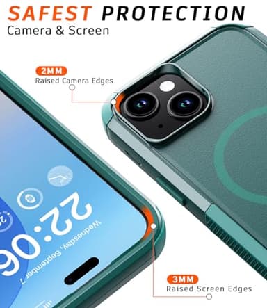 Diverbox for iPhone 15 Case [Compatible with MagSafe] [Shockproof] [Dropproof] [with Screen Protector ] Heavy Duty Protection Phone Case Cover for Apple iPhone 15 2023 6.1 inch (Dark Green) - Image 4