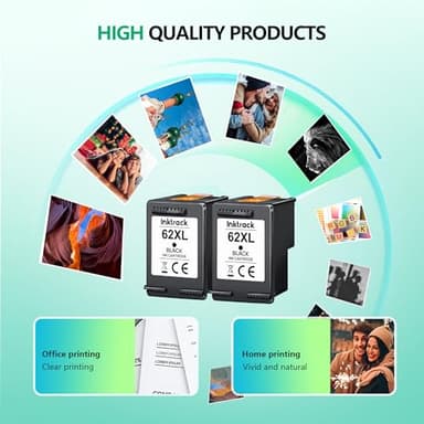 62XL Ink cartridges Black Remanufactured for HP Ink 62 XL 62XL for Envy 5540 5542 5545 5640 5642 5660 5665 7644 7640 7645 8000 OfficeJet 5740 8040 OfficeJet 200 250 258 Printer(2 Black) - Image 5