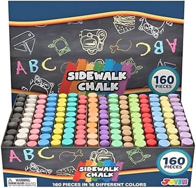 JOYIN 160 PCS Sidewalk Chalks Set Non-Toxic Washable Jumbo Chalk for Outdoor Art Play, Painting on Chalkboard, Blackboard and Playground - Image 3
