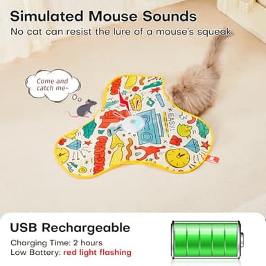 Potaroma Cat Feather Toys Interactive, Unpredicatable in-The-Cover Moving Feather, Hide and Seek Kitten Wand Toy, Rechargeable Automatic Indoor Cat Toy, Exercise Kicker for All Breeds, Graffiti Cover - Image 6