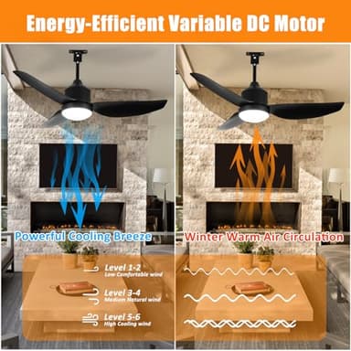 Depuley Outdoor Ceiling Fan with Light: 42 Inch Black Waterproof Gazebo Fans with Lights Outdoor Hanging - Plug in Remote App Control for Patios Indoor Farmhouse Porch - 6 Speed Reversible DC Motor - Image 5