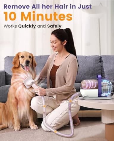 oneisall Dog Hair Vacuum & Dog Grooming Kit/Low Noise Dog Grooming Vacuum12kpa,Dog Vacuum for Shedding Grooming for Pet Hair&Home Cleaning - Image 4