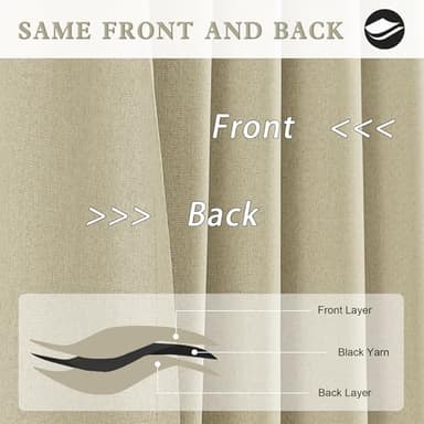 DUALIFE Faux Linen Curtains 108 Inches Long for Living Room 2 Panels Set Back Tab Draperies Neutral Earth Tone Blackout Curtains for Large Window Vertical 9 FT Tall 50 By108 Oatmeal Chartreuse - Image 5