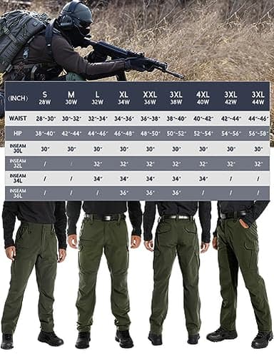 KFUBUO Men's Lightweight Ripstop Stretch Tactical Pants, Water Resistant Work Cargo Pants for Outdoor Relaxed Fit Green - Image 4
