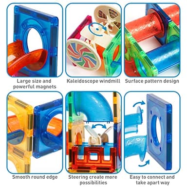 MAGBLOCK Magnetic Tiles 176Pcs Marble Run Children's Educational Toys for Developing Mathmatics and Physics Skills and for Developing Creativity and Imagination Toys for Kids Age 8 9 10+ Years Old - Image 3