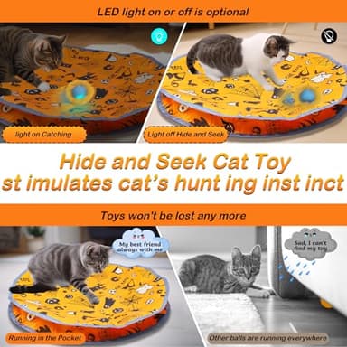 Mdupw Interactive Cat Toys Ball Rolling in The Pouch, Chirping & Motion Activated Interactive Ball Toy Begins Hide and Seek Game in Mat, Rechargeable Exercise Cat Toy - Image 5