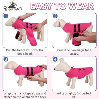 Queenmore Soft Fleece XXL Dog Sweater, Warm Winter Jacket with Leash Hole, Dachshund Cats & Doggy to Boy or Girl, (Pink, XXL) - Image 4