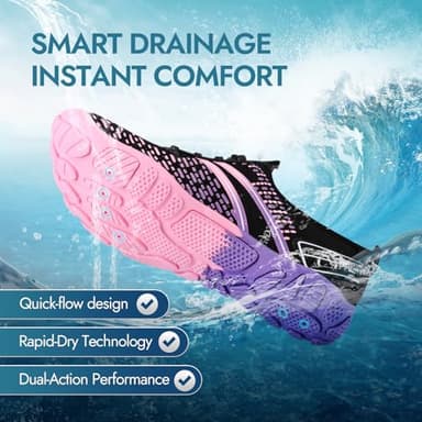 ATHMILE Hiking Barefoot Water Shoes for Women Men Beach Swim Aqua Pool River Quick Dry Athletic Wide Toe Outdoor Sport Kayaking Boating Rock Climbing Yoga Lake - Image 2