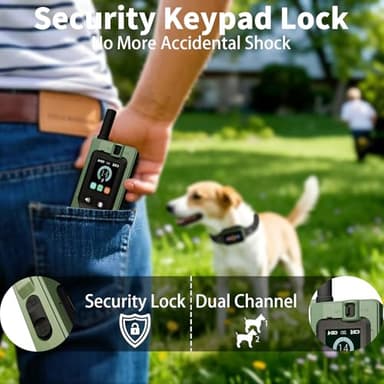 Dog Training Collar with Remote - Upgraded 5 Modes with Step Counting & Light Dog Shock Collar 3300FT IP67 Waterproof Rechargeable E-Collar for Large Medium Small Dogs (Green) - Image 7