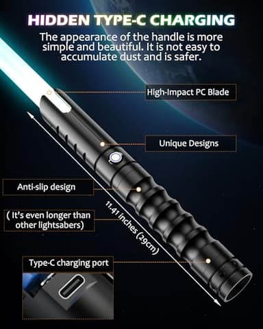 2 in 1 Dueling Lightsaber Double Light Saber,Lightsabers for Adults Christmas Birthday Gifts, 2Packs Fx Saber with 12 Colors Light Sabers for Kids Toys Teens Halloween Cosplay Children's Day Party - Image 7