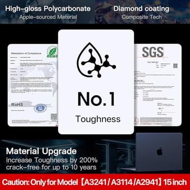Soonjet Compatible for MacBook Air 15 inch Case M4 2025 2024 2023 M3 M2 [100% Match Official Color] [Ultra Thin Armor] Protective Hard Shell Matte Cover for Laptop A3241 A3114 A2941 - Midnight Clear - Image 8