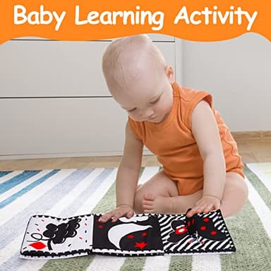 Thremhoo Black and White High Contrast Baby Toys 0-6 Months Soft Book for Brain Development, Tummy Time, Sensory, Montessori Learning Activities - Image 3