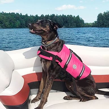 VIVAGLORY Rip Stop Dog Life Vest, Swimming Vest with Handle, Buoyancy for Doggy Puppy, Dog Life Jacket for Swimming & Boating, L, Pink - Image 7