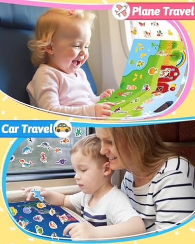Benresive Reusable Sticker Book for Toddlers 2-4 Years, 3 Sets Travel Stickers for Kids, Waterproof Sticker Books for Toddlers 1-3, Crafts Activities for Todddlers 1-3 2-4 3-5 - Image 2