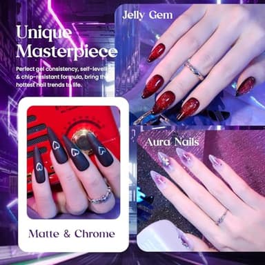 Beetles Jelly Gel Nail Polish Set - Jelly Magic Gel Polish, 6 Colors Pink Red Black Blue Green Purple Halloween Fall Gel Polish Kit Sheer Translucent Effect Soak Off UV Manicure DIY Gift for Women - Image 4