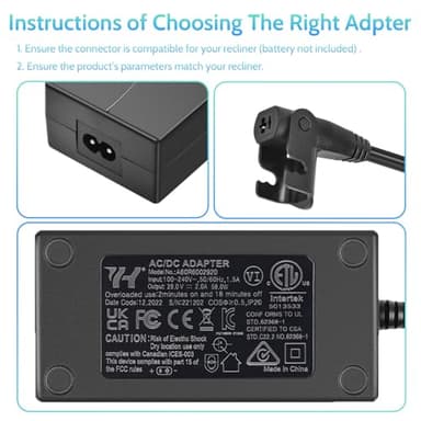 Power Recliner Power Supply, Sopito 2-Pin AC/DC Adapter 100-240V, Quality 29V 2A Switching Transformer, Replacement Part for Recliner Couch/Electric Sofa/Lift Chair/Standing Desk - Image 2