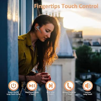 AMINY Wireless Bluetooth Headset with Microphone 30 Hrs Talking Time V5.3 Auriculares Bluetooth Earpiece,AI Noise Cancelling Bluetooth Earphones for Trucker Office Home - Image 9