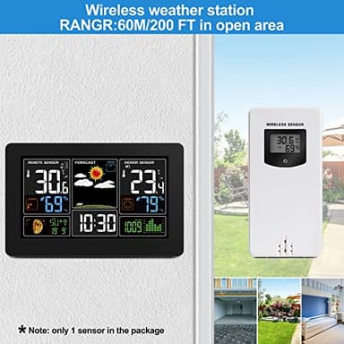 Kalawen Home Weather Stations Wireless Indoor Outdoor Thermometer, Portable Digital Weather Clock Atomic, Bluetooth Color Forecast Station Estacion Meteorologica Weather Monitor with Alarm - Image 5