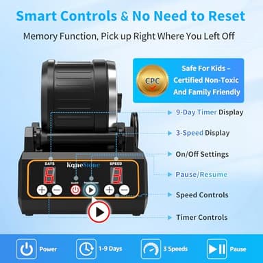 Rock Tumbler Kit, K1 Professional Large 2.5LB Capacity Edition - Memory Function, Digital Timer & Variable Speeds: Create Stunning Gems Full Accessories Included - Image 6