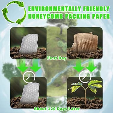 Honeycomb Packing Paper, MINHAO 15"x100' Eco Friendly Packing Paper for Moving Recyclable Honeycomb Paper Moving Supplies Bubble Paper Wrapping Protective Roll, With 36 Fragile Sticker Labels - Image 4