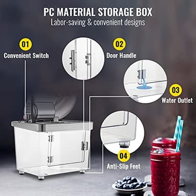 VEVOR 110V Commercial Ice Crusher 661LBS/H, ETL Approved 300W Electric Snow Cone Machine with Dual Blades, Stainless Steel Shaved Ice Machine with Safety On/Off Switch for Family, Restaurants, Bars - Image 5
