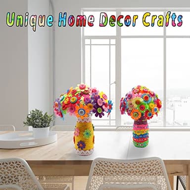 Crafts for Girls Ages 6-10 Make Your Own Flower Bouquet with Buttons and Felt Flowers, Vase Art and Craft for Children - DIY Activity Christmas Birthday Gift for Girls Age 6 7 8 9 10 Year Old - Image 6