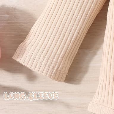 GDTOGRT Baby Girl Clothes Infant Outfits Ruffle Sleeve Romper and Pants with Cute Headband Sets Baby Clothes for Girls 12-18 Months - Apricot - Image 9
