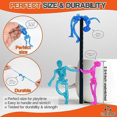 UpBrands Halloween Party Favors - 48 Stretchy Skeleton Toys – Non-Candy Goodie Bag Stuffers, Scary Mini Skeleton for Kids Ages 3+, Trick-or-Treat Supplies - Image 4