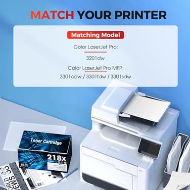 218X Toner Cartridges 4 Pack -218A MFP 3301fdw Toner Replacement for HP 218A 218X Work with Color Laser Pro 3301FDW 3301CDW 3201DW 3301SDW Printer Ink, 218X W2180X (No Chip, Black Cyan Yellow Magenta) - Image 5