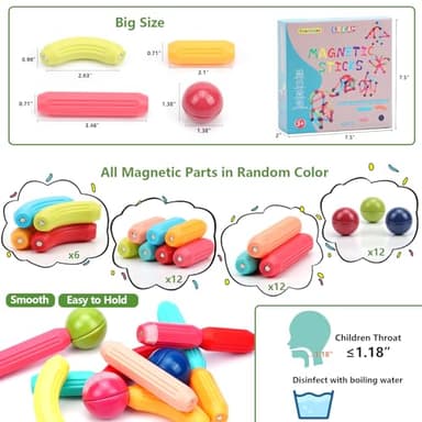 COUOMOXA Magnetic Building Blocks for Kids: Magnetic Stick Montessori Game for 3 4 5 Years Old Toddlers - STEM Starter Toy for Kids Age 3-5 Preschool - Birthday Gift for Boys Girls - Image 5