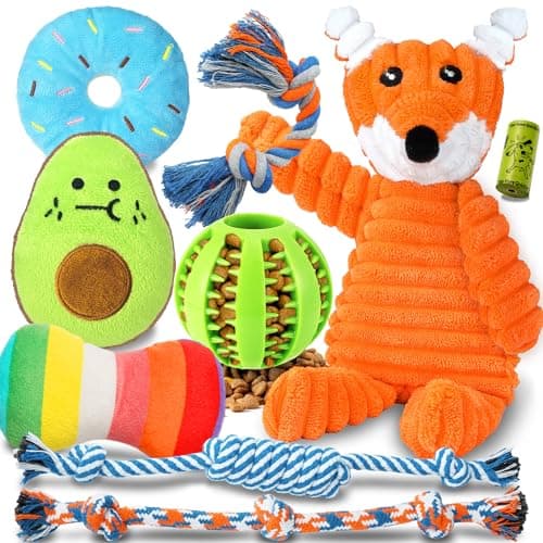 Zeaxuie 9 Pack Luxury Puppy Toys for Teething Small Dogs, Puppy Chew Toys with Cute Squeaky Dog Toys, Ball and More Rope Dog Chew Toys - Image 1