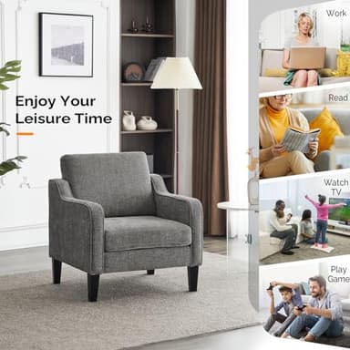 VINGLI Accent Chairs for Living Room Chairs Reading Chair Mid Century Modern Chair Soft Chenille Sofa Chair Upholstered Arm Chair Comfy Chair Side Chair (Light Grey Chenille) - Image 9