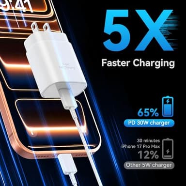 for iPhone 17 Charger Fast Charging, 30W USB C iPhone 17 Pro Max Chargers Block with 10Foot Long Type C Charger Fast Charging Cable Cord for iPhone 17 16 15 Pro/Pro Max/Plus Series/Android Phone - Image 2